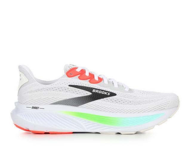 Men's Brooks Ghost 17 Running Shoes in White/Gry Multi color