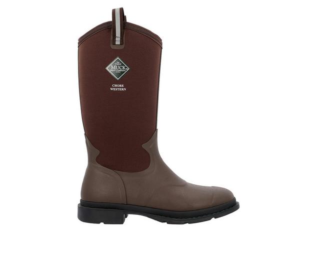 Men's Muck Boots Chore Western Tall Work Boots in Brown color