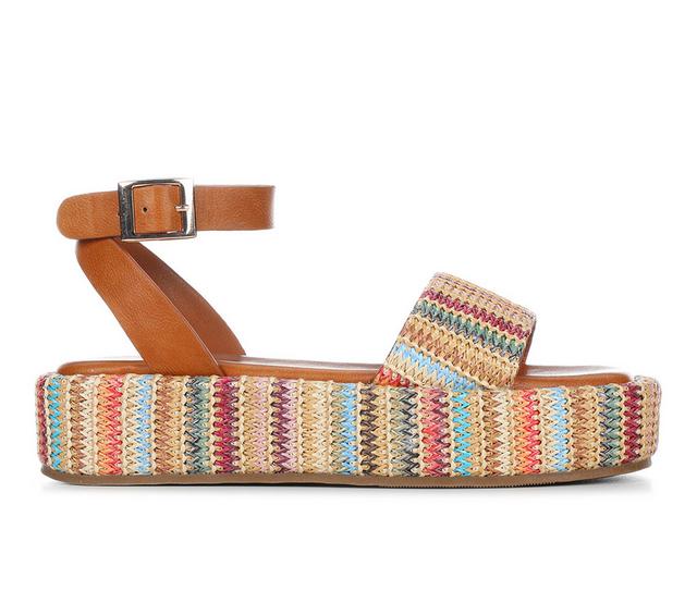 Women's Unr8ed Rosy Platform Sandals in Multi Raffia color