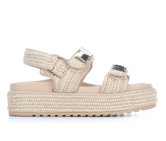 Women's Steve Madden Bristoll Platform Sandals in Natural Raffia color