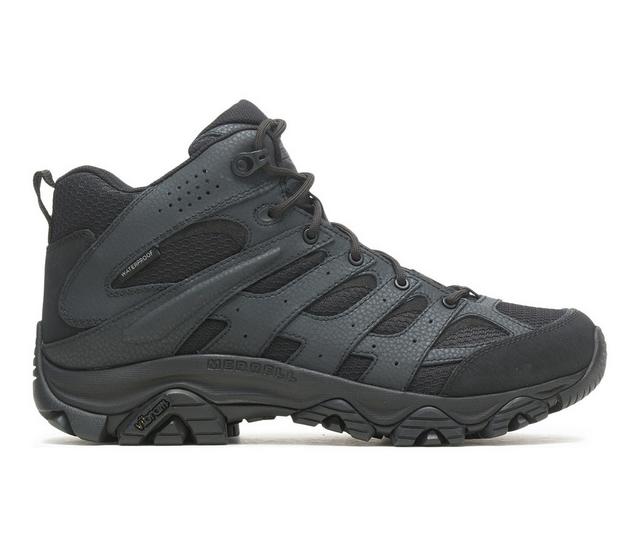 Men's Merrell Work Moab Mid Tactical WP Work Boots in Black color