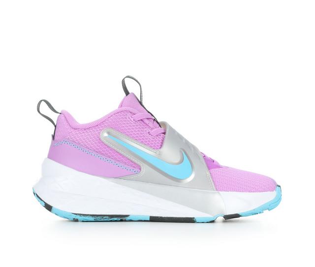 Kids' Nike Little Kid Team Hustle D12 Basketball Shoes in FuchsiaGlow/Blu color