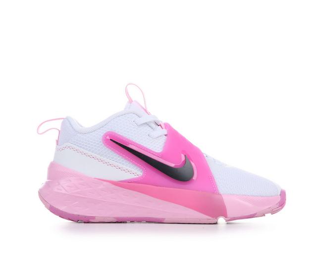 Kids' Nike Little Kid Team Hustle D12 Basketball Shoes in Wht/Pnk/Pnk color