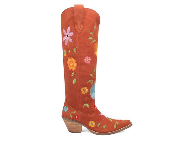 Women's Dingo Boot Flower Power Cowboy Boots in Rust color