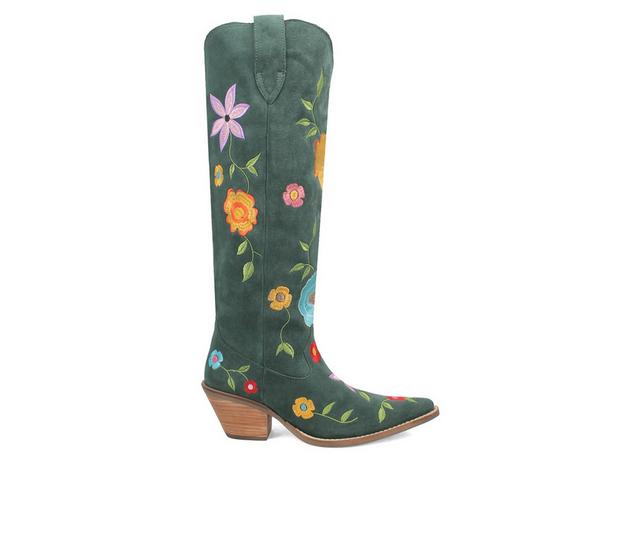 Women's Dingo Boot Flower Power Cowboy Boots in Green color