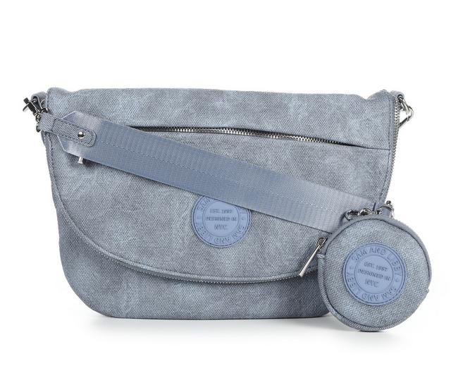 Sam & Libby Denim Crescent Shoulder Handbag in 54-Blue color