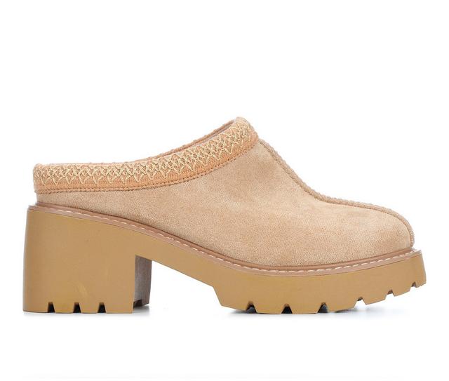Women's C&C Cali Sweden Heeled Clogs in Camel color