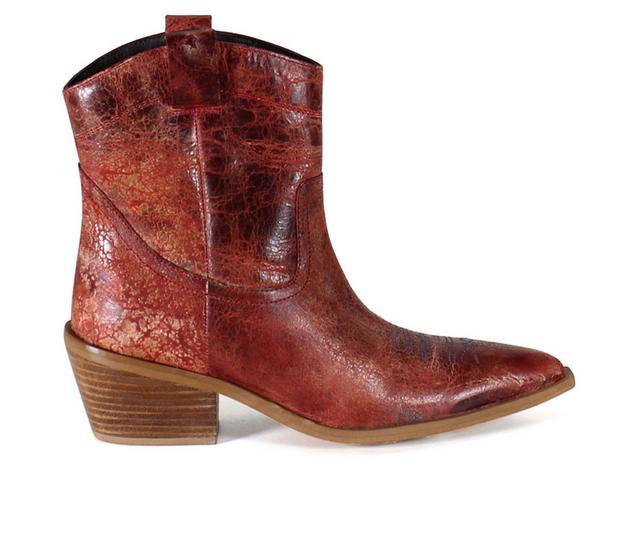 Women's DIBA TRUE Rave Lion Western Boots in Cherry color