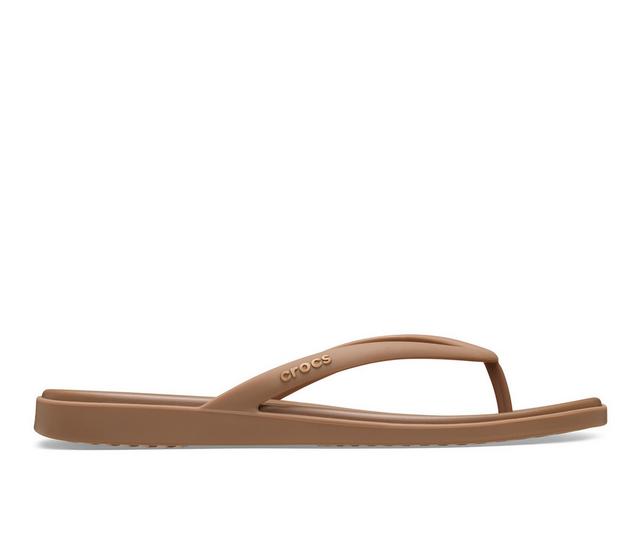Women's Crocs Miami Flip Flip-Flops in Milk Chocolate color