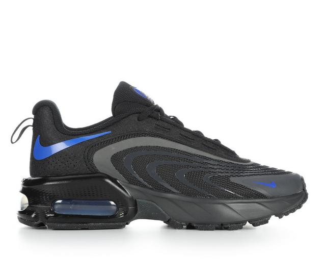 Boys' Nike Air Max Fire Grade School Running Shoes in SmokeGry/Blu/Bk color