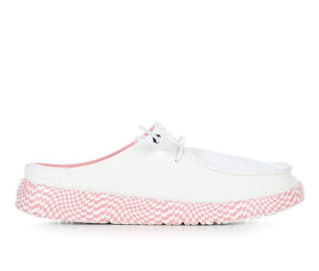 Women's HEYDUDE Wendy Clip Warped Geo in White/Pink Lemo color