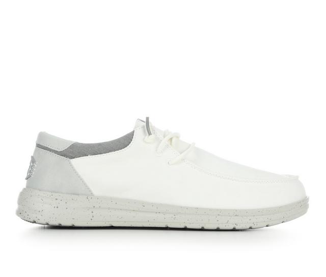 Men's HEYDUDE Paul Washed Nylon Casual Shoes in White/Multi color