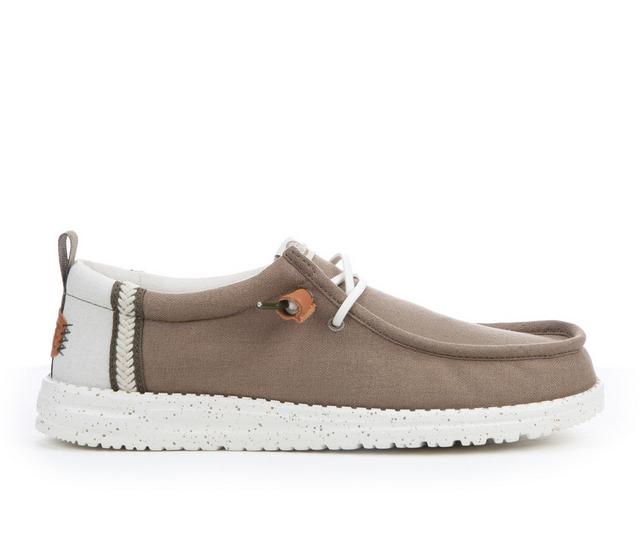 Men's HEYDUDE Wally Craft Linen Casual Shoes in Timber/Silver color