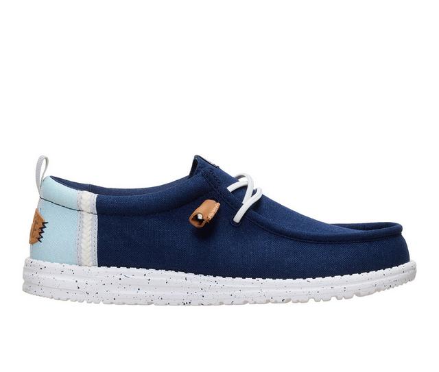 Men's HEYDUDE Wally Craft Linen Casual Shoes in Navy Multi color