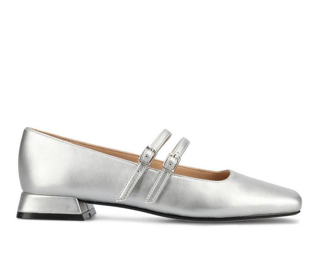 Women's Journee Collection Gredah Mary Jane shoes in Silver color