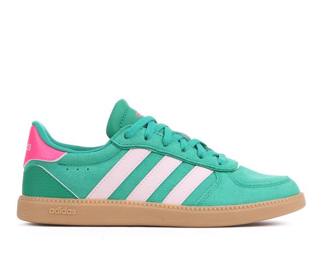 Girls' Adidas Big Kid Breaknet Sleek J Sneakers in Green/Pink/Gum color