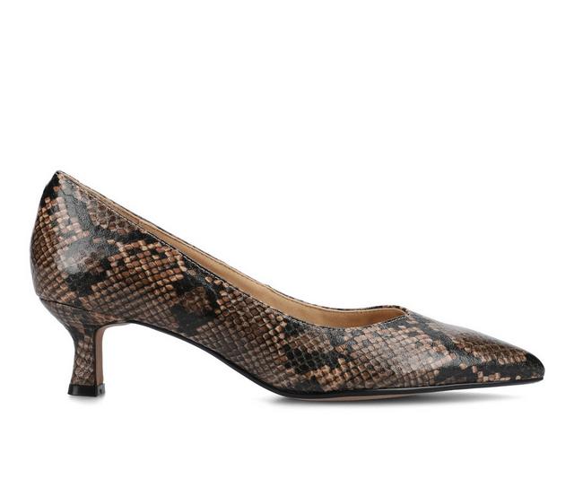 Women's Journee Collection Pammie Pumps in Snake/Brown color