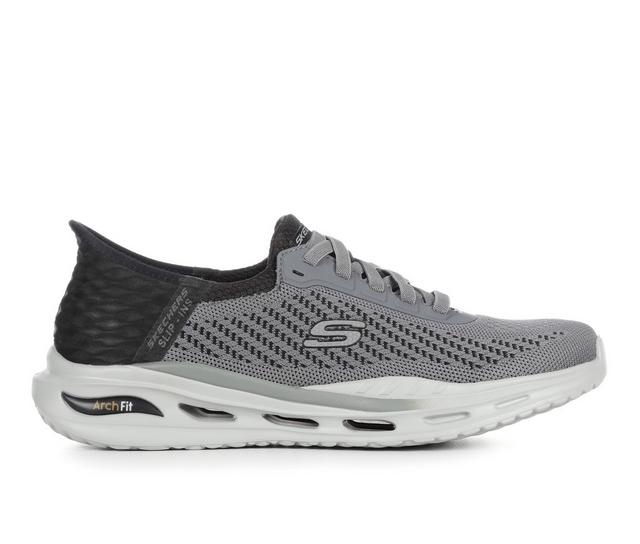 Men's Skechers 210956 Arch Fit Drex Slip-In Walking Shoes in GREY BLACK WIDE color