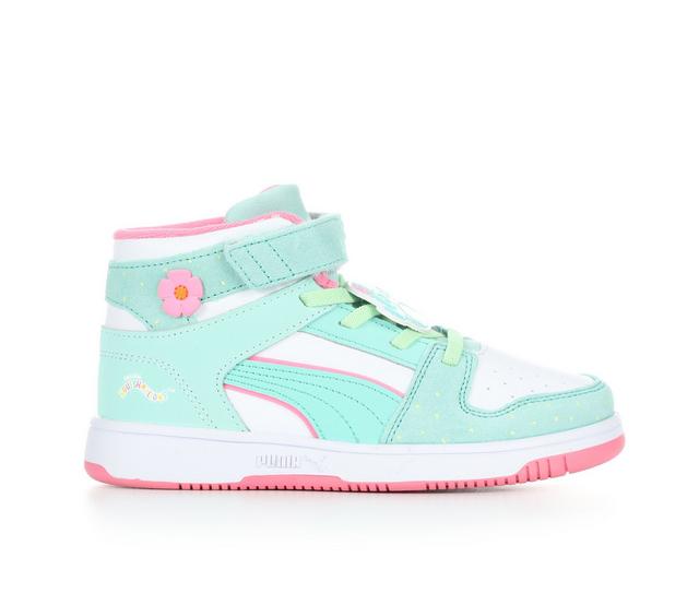 Girls' Puma Little Kid & Big Kid Rebound Layup Graciela Sneakers in Squish/Grn/Pnk color
