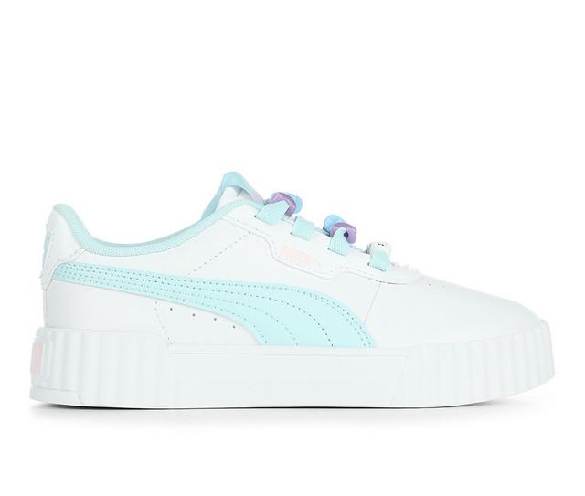 Girls' Puma Carina 3.0 Friendship PS Sneakers in White/Teal color