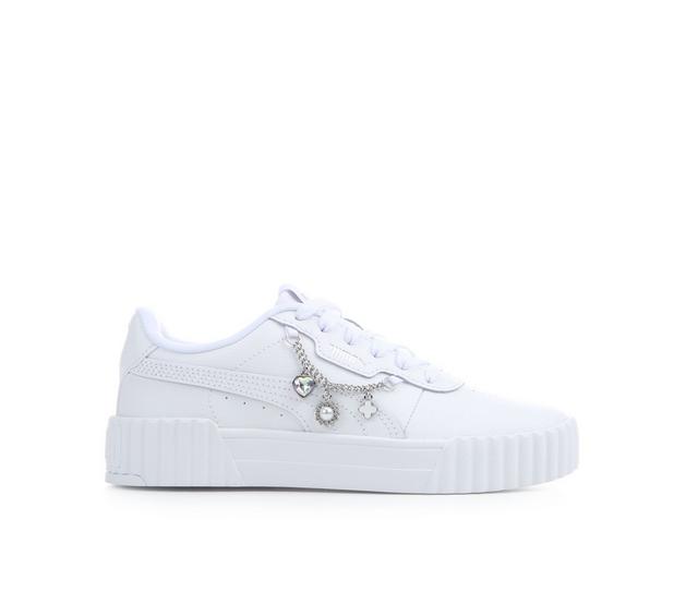 Girls' Puma Big Kid Carina 3.0 Bling Junior Sneakers in White/White color