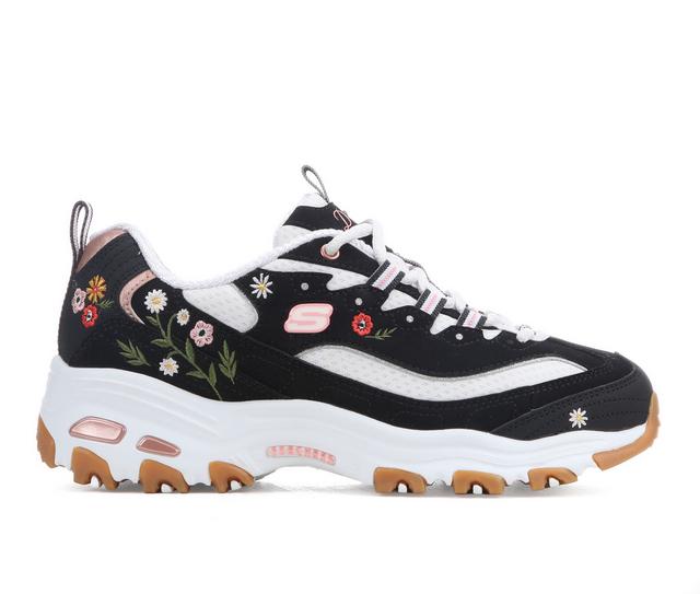 Women's Skechers 150553 Dlites Floral Sneakers in Black Floral color