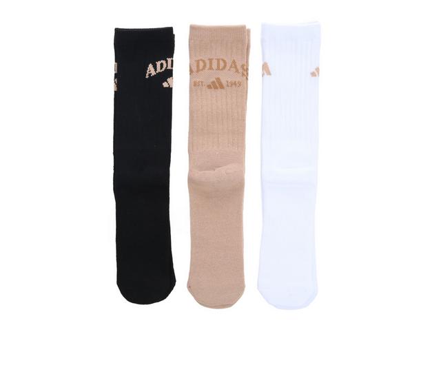 Adidas 3P Mens Sport Crew Socks in Beige/Wht/Blk color