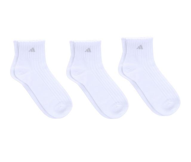 Adidas 3P Womens Sport Fashion Ruffle Quarter Socks in White color