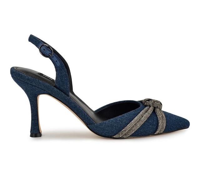 Women's Nine West Deby Pumps in Dark Blue Denim color