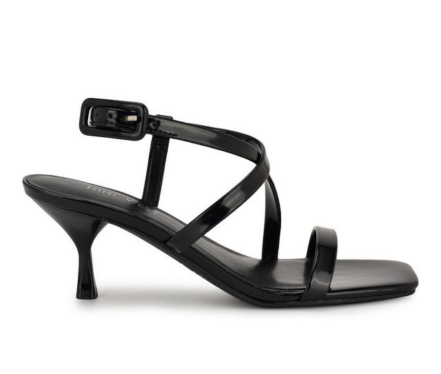 Women's Nine West Hinell Dress Sandals in Black Patent color