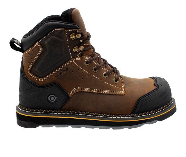 Men's Northside Akron Wide Nano Safety Toe Work Boots in Dark Brown color