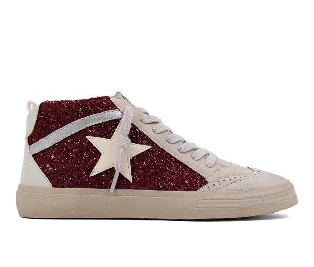 Women's Shu Shop Paulina High-Top Sneakers in Dk red glitter color