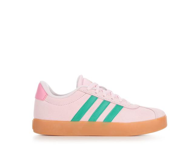 Girls' Adidas Little Kid & Big Kid VL Court 3.0 Suede Sneakers in Pink/Green/Gum color