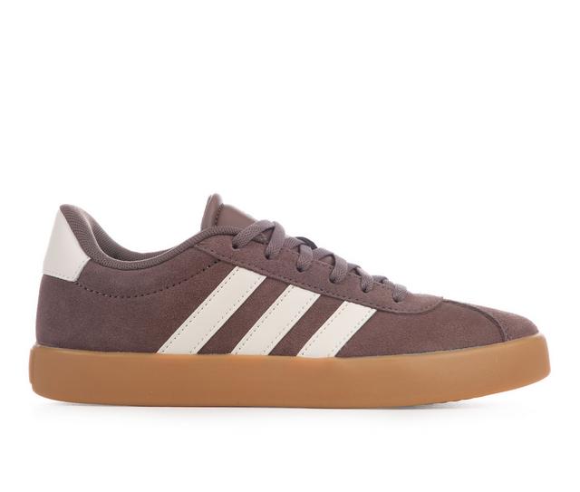 Girls' Adidas Little Kid & Big Kid VL Court 3.0 Suede Sneakers in Earth/Chalk/Gum color