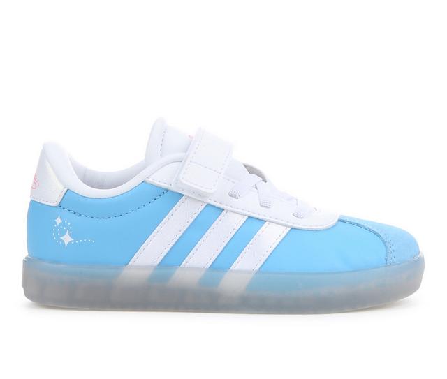 Girls' Adidas VL Court 3.0 Cinderella EL C Sneakers in Blu/Wht/Translu color