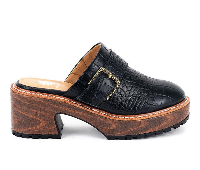 Women's Yellow Box Barker Platform Clogs in Black color