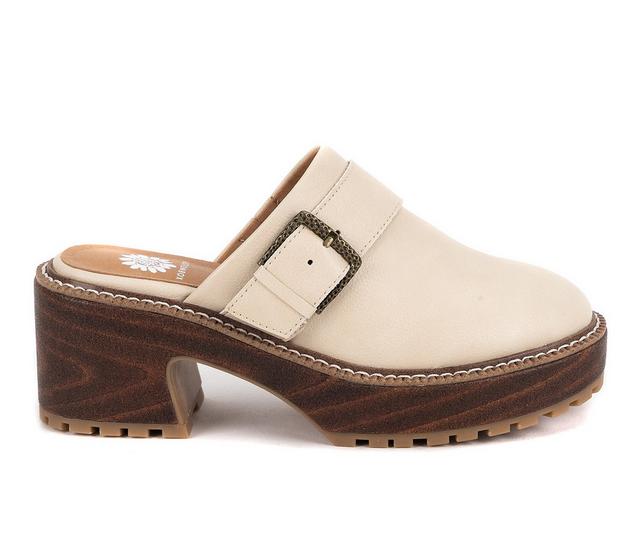 Women's Yellow Box Barker Platform Clogs in Bone color