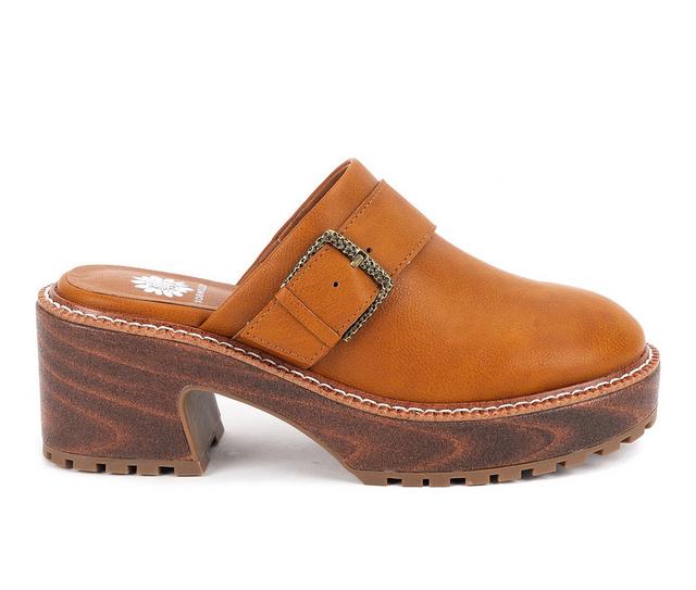 Women's Yellow Box Barker Platform Clogs in Tan color