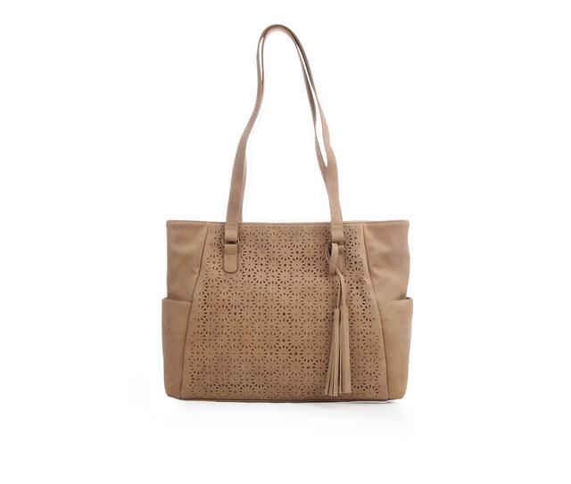 Bueno Of California Geo Perf Tote Handbag in Sand color