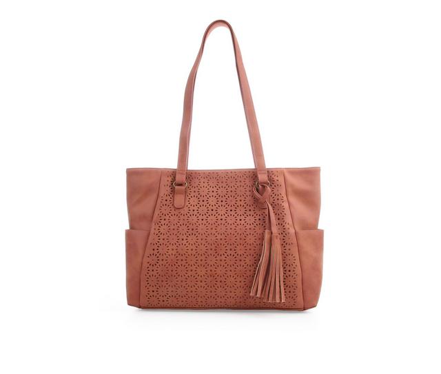 Bueno Of California Geo Perf Tote Handbag in Coral color