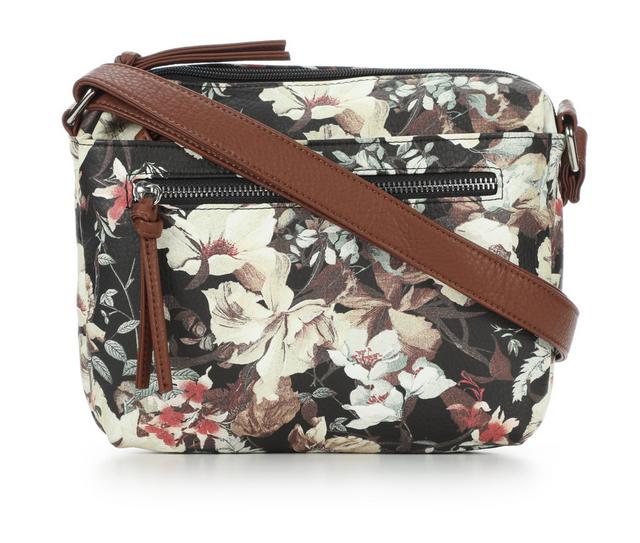 Bueno Of California Grainy Wash Handbag Print Handbag in Crm/Blk Flowers color