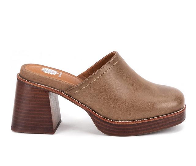 Women's Yellow Box Ivaria Platform Clogs in Taupe color