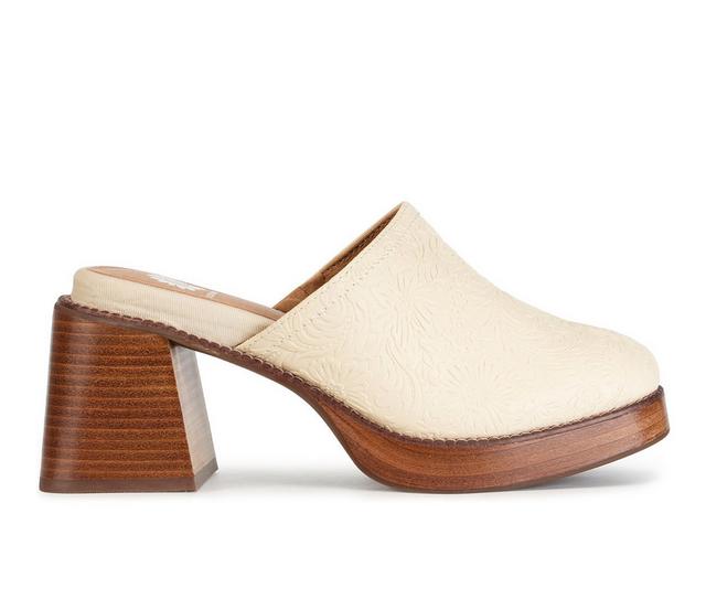 Women's Yellow Box Ivaria Platform Clogs in Ivory color