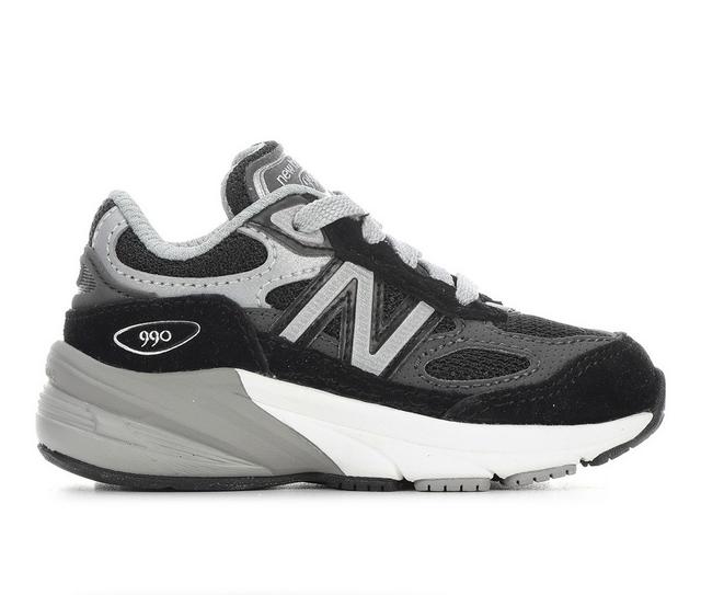 Boys' New Balance Toddler 990 V6 Made In America Running Shoes in Blk/Gry/White color