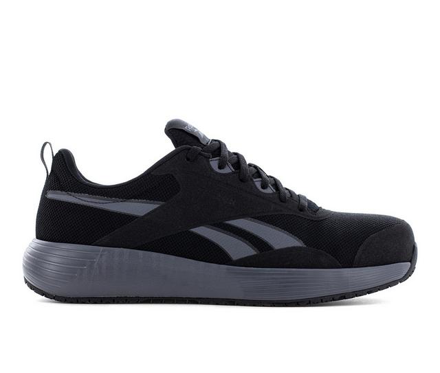 Women's REEBOK WORK Lite Plus 4 Work Slip Resistant Shoes in Black gray color