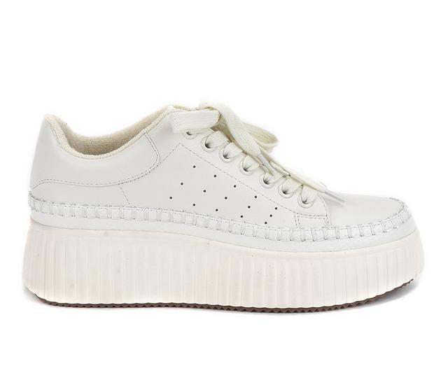 Women's Yellow Box Mayson Platform Sneaker in White color