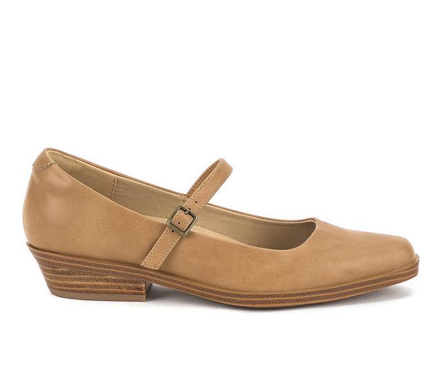 Women's Yellow Box Wilma Low Heeled Maryjanes in Almond color