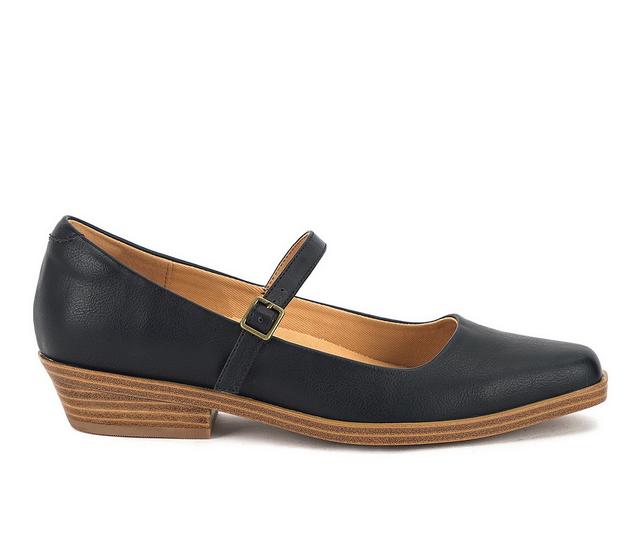 Women's Yellow Box Wilma Low Heeled Maryjanes in Black color