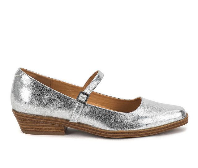 Women's Yellow Box Wilma Low Heeled Maryjanes in Silver color