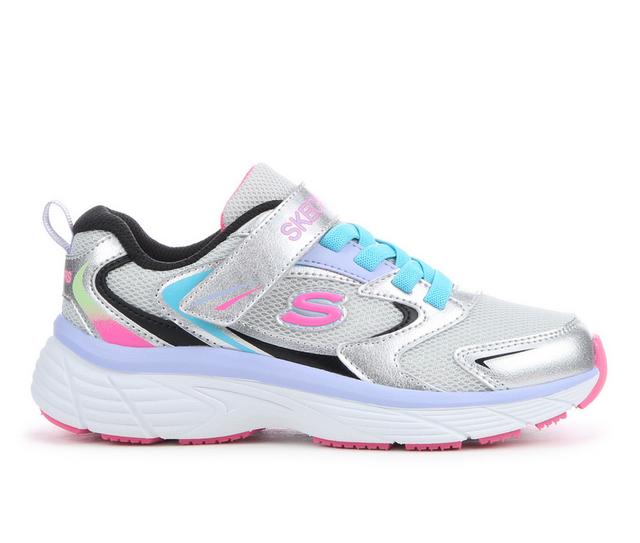 Girls' Skechers Little Kid Vintage Tread Running Shoes in Silver/Multi color